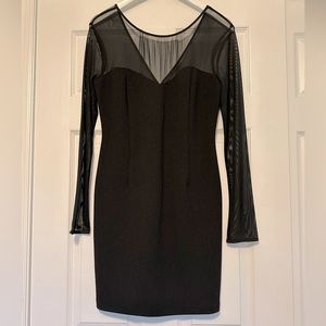 NWT - BCBGeneration Black Sweetheart Cocktail Dress  Sheer Sleeves Size 8